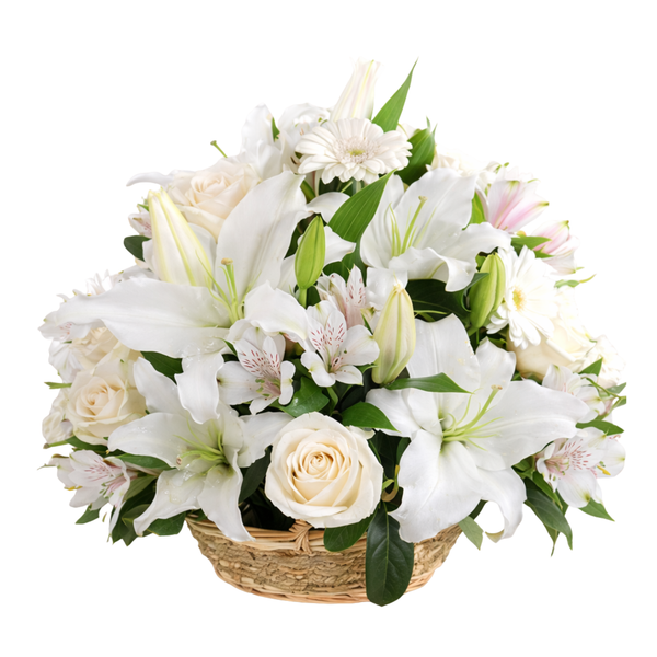 White Flower Baskets