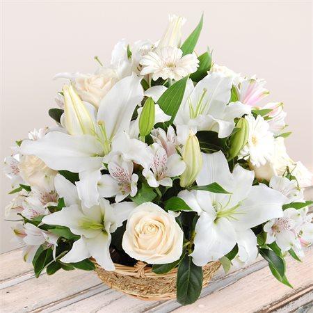 White Flower Baskets